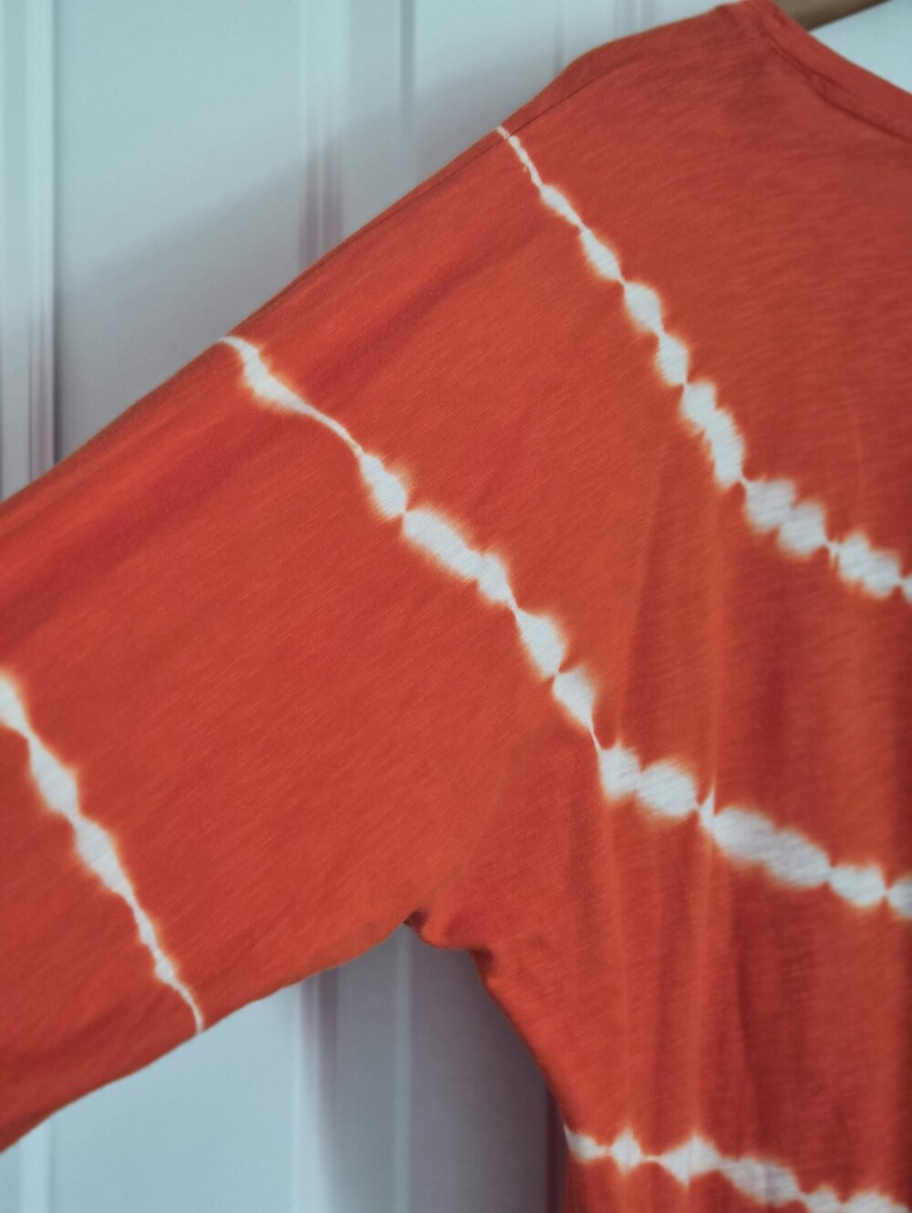 J. Jill Orange Shibori Tie Dye Top Large Cotton Modal Dolman Sleeve Relaxed Fit - Picture 9 of 11
